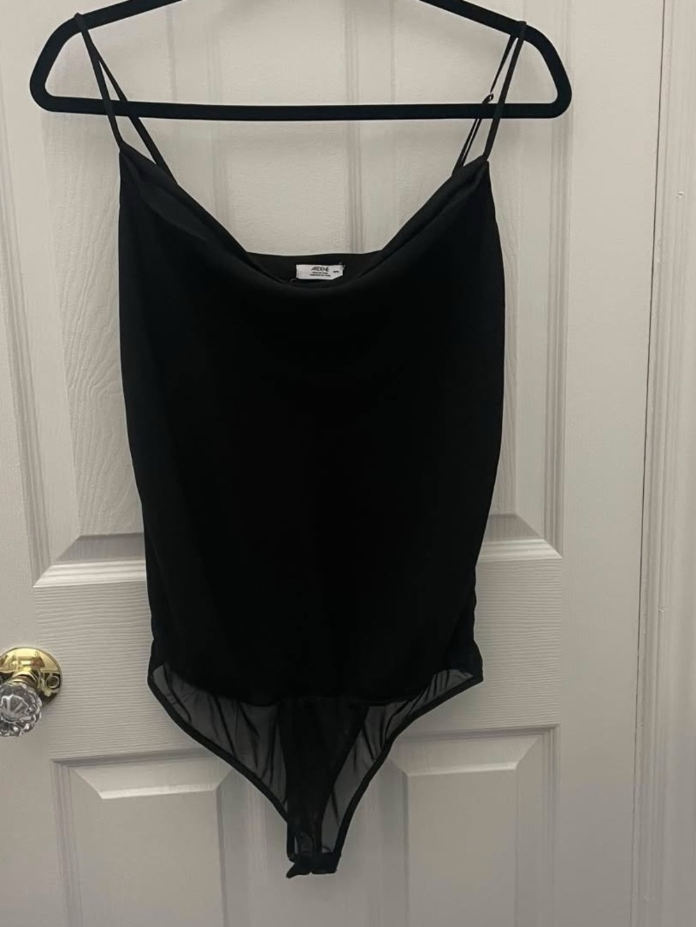 Ardene Black Satin Cowl Neck Bodysuit